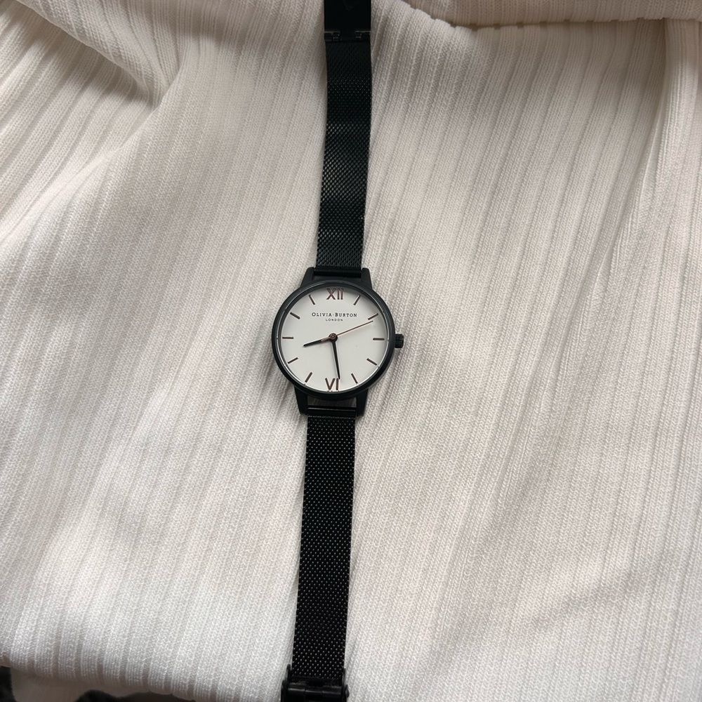 Olivia Burton Black Mesh Strap Watch, 30mm